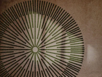 Geometric wall mural with a circle on the textured background