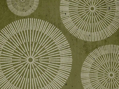 Abstract green geometric wall mural with circles