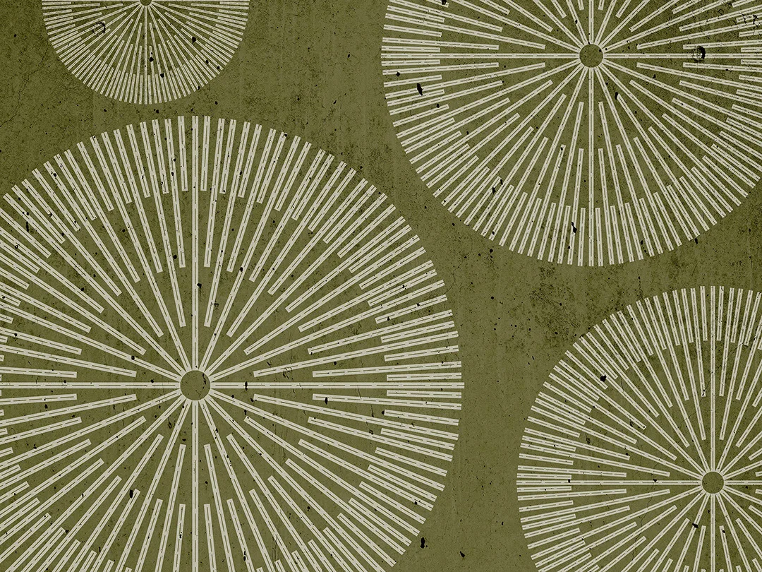 Abstract green geometric wall mural with circles