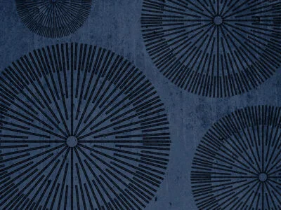 Abstract geometric blue wall mural with circles