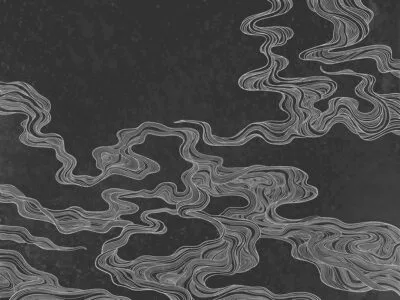 Clouds on the black background in Asian style wall mural