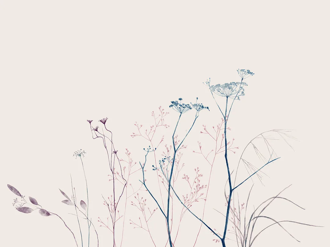 Delicate flower wall mural on a pastel background