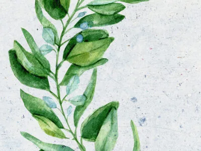 Oversized watercolor flower branch wall mural