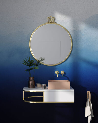 Blue watercolor gradient wall mural for the bath