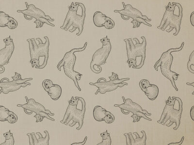 Linear cats on the beige background patterned wallpaper