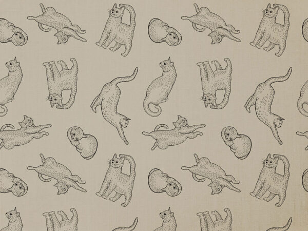 Linear cats on the beige background patterned wallpaper