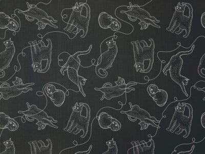 Linear cats on the black background patterned wallpaper