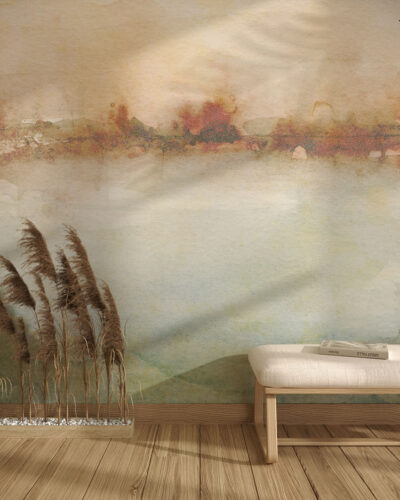 Watercolor gradient abstract wall mural for the living room
