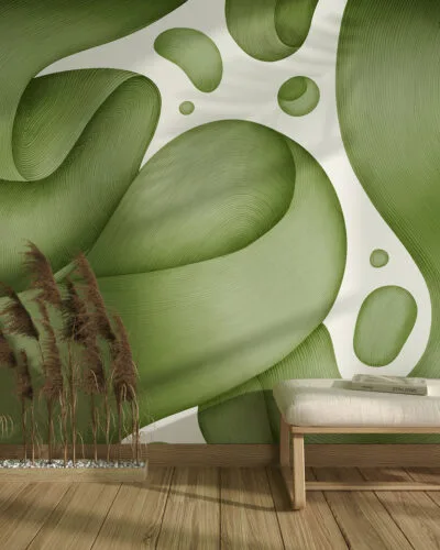 Graphic colorful 3D waves wall mural for the living room