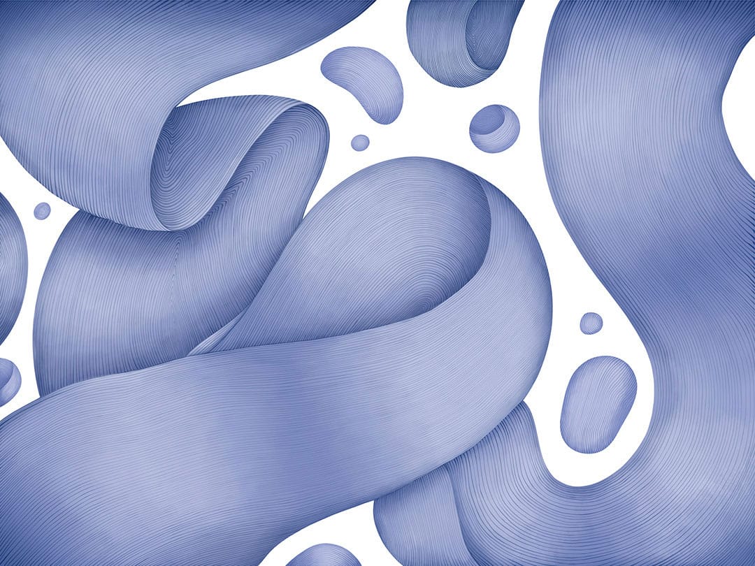 Graphic blue 3D waves wall mural