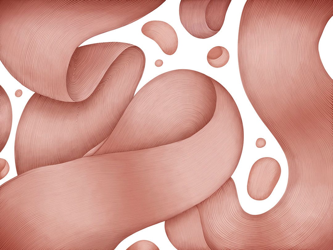 Graphic red 3D waves wall mural