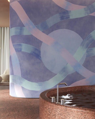 Colorful abstract spheres wall mural for the bath