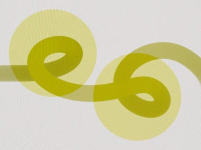 Abstract bright green forms wall mural