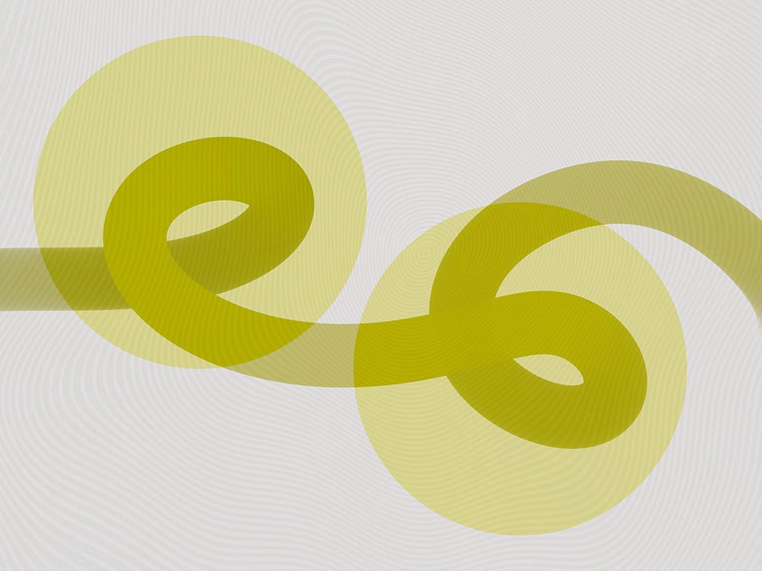Abstract bright green forms wall mural