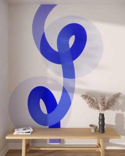 Abstract asymmetric forms wall mural for the living room