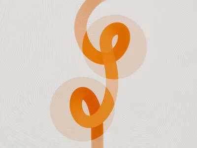 Abstract asymmetric orange forms wall mural