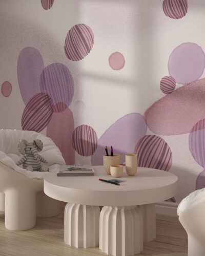 Pastel abstract bubbles wall mural for a children's room