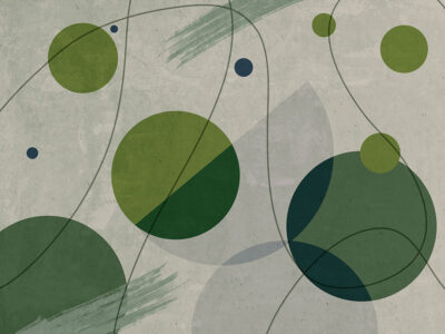 Graphic art-deco style green abstraction wall mural