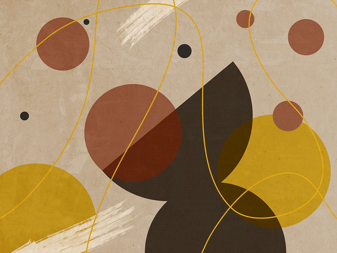 Graphic art-deco style bright abstraction wall mural