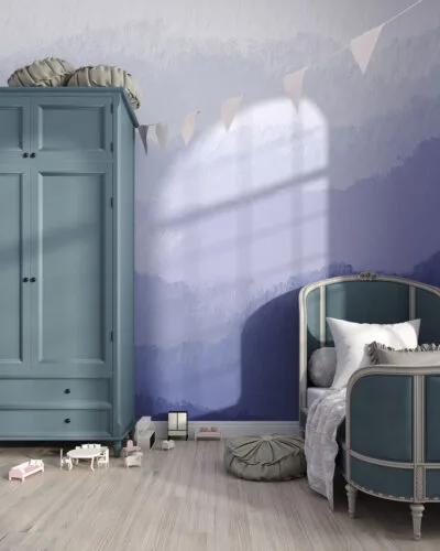 Gradient mountains wall mural for a children's room