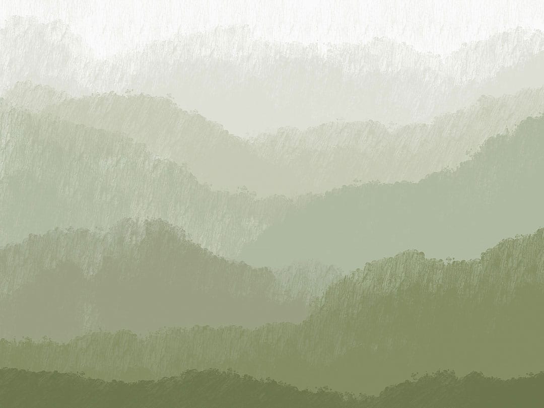 Green gradient mountains wall mural
