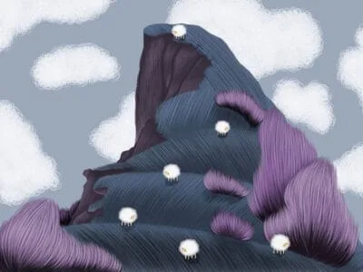 Purple cape and cute sheep kids wall mural