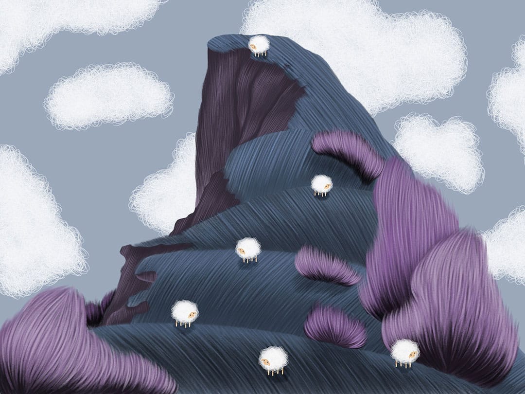 Purple cape and cute sheep kids wall mural