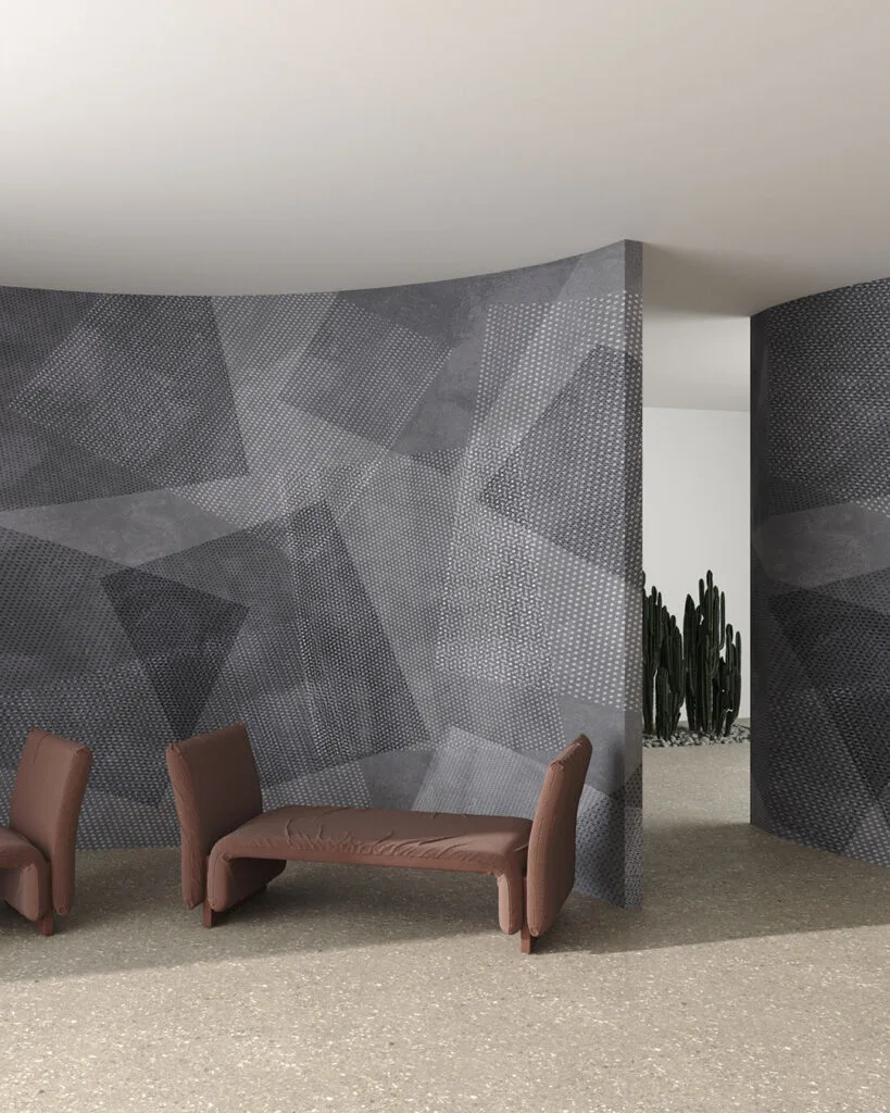 Wall Mural Criptic for the living room - kith2kin.com Gray abstract geometric wall mural for the living room