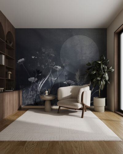 Tender floral wall mural for the living room