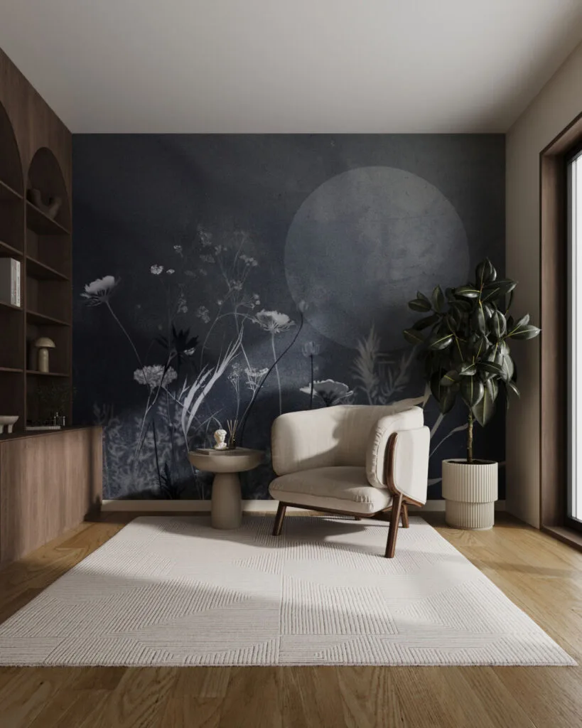 Wall Mural Cielo for the living room - kith2kin.com Tender floral wall mural for the living room