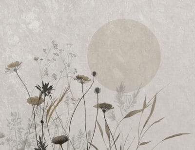 Tender beige field flowers print wall mural