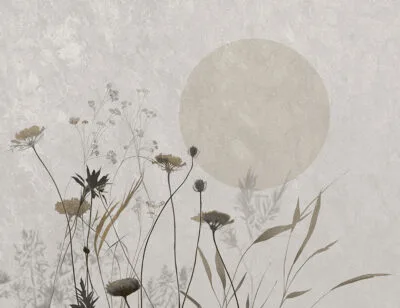 Tender beige field flowers print wall mural