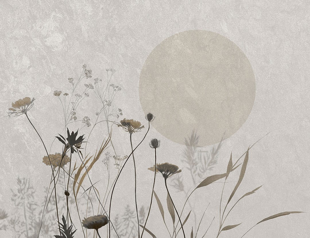 Tender beige field flowers print wall mural