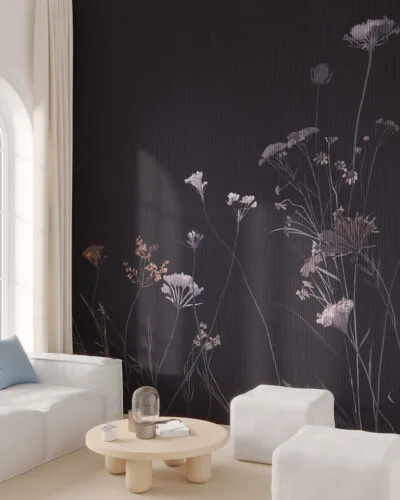 Minimalistic floral wall mural for the living room
