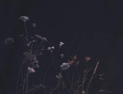 Minimalistic dark floral wall mural