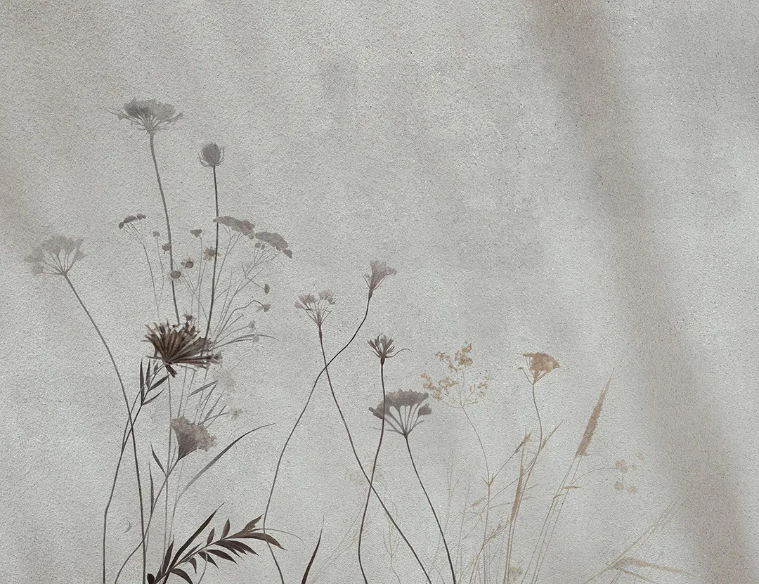 Minimalistic light floral wall mural