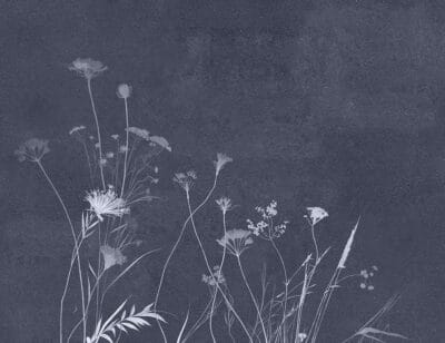 Minimalistic blue floral wall mural