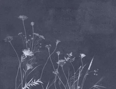 Minimalistic blue floral wall mural