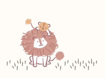 Smiling lion and they cub kids wall mural
