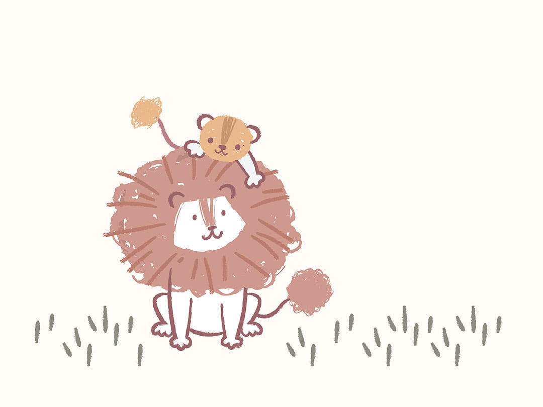 Smiling lion and they cub kids wall mural