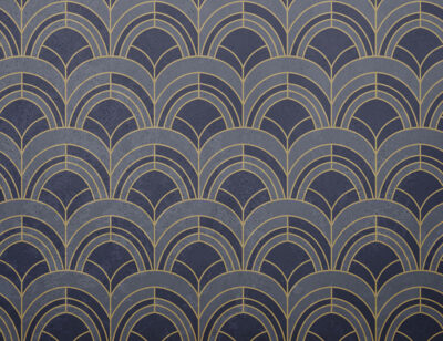 Navy blue geometric Art Deco print patterned wallpaper