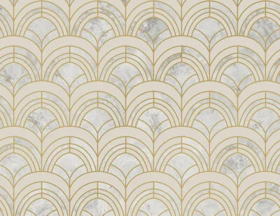 Gold and gray geometric Art Deco print patterned wallpaper