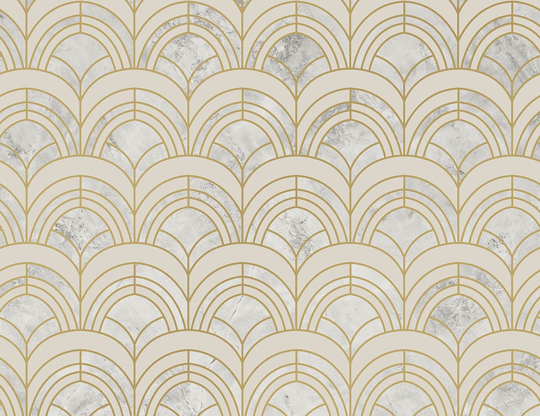 Gold and gray geometric Art Deco print patterned wallpaper