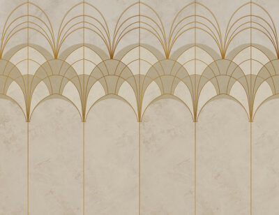 Gold and white elegant Art Deco arches wall mural