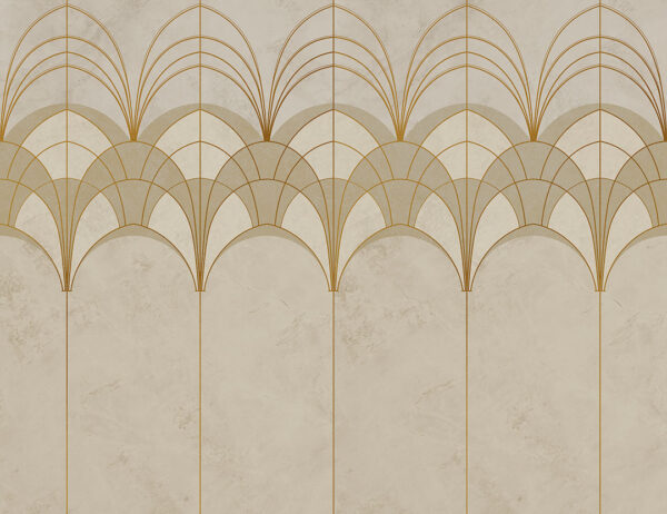 Gold and white elegant Art Deco arches wall mural