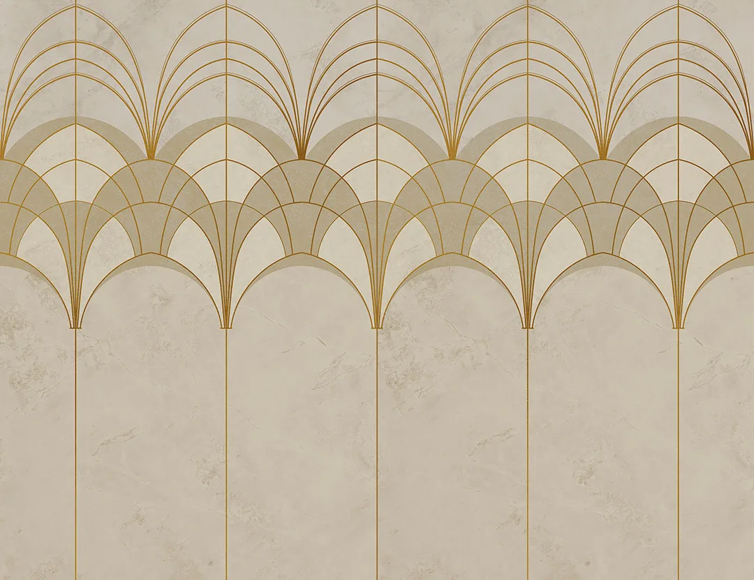 Gold and white elegant Art Deco arches wall mural