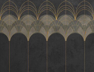 Gold and black elegant Art Deco arches wall mural