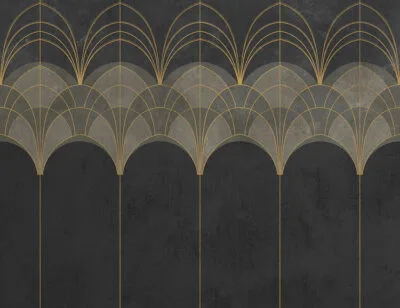 Gold and black elegant Art Deco arches wall mural