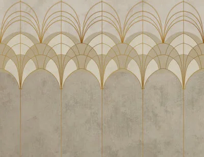 Gold and gray elegant Art Deco arches wall mural