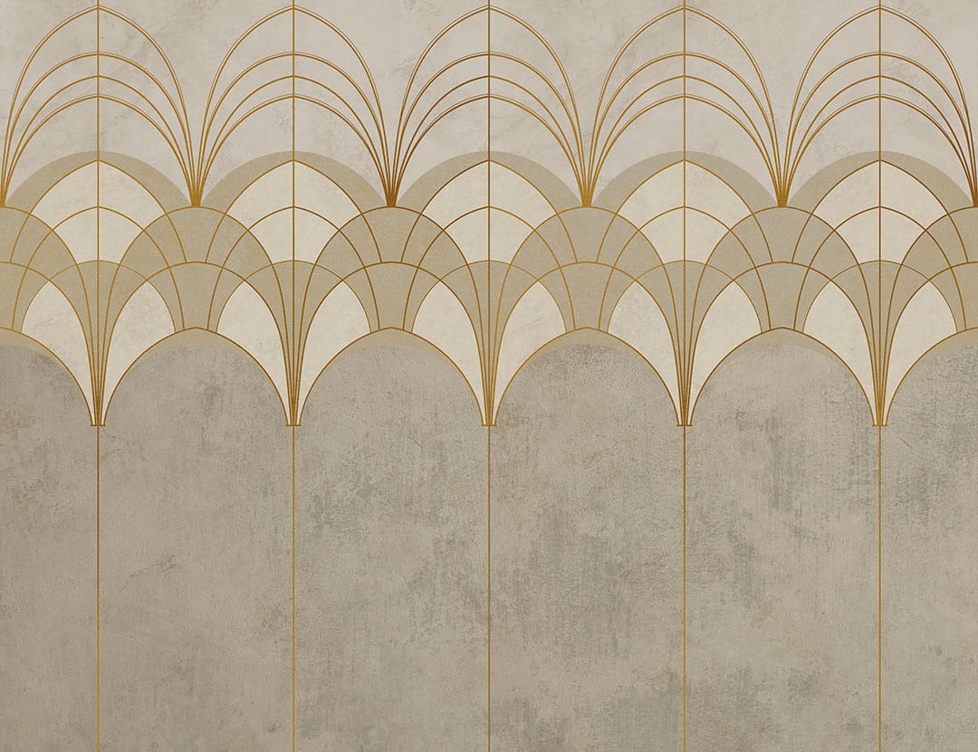 Gold and gray elegant Art Deco arches wall mural